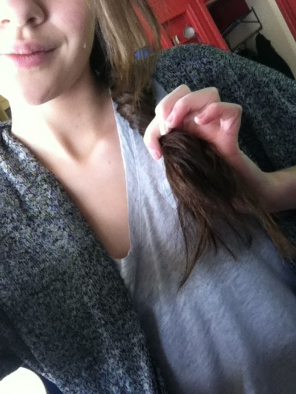 Stop braiding when you have a few inches of hair left