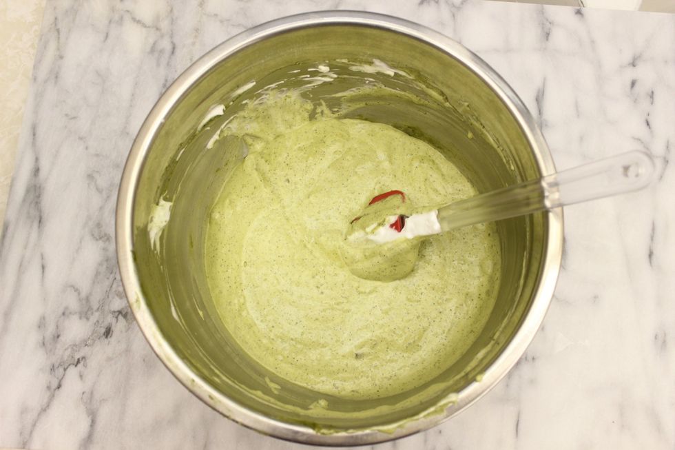 Stop when you only see some light white streaks of meringue.