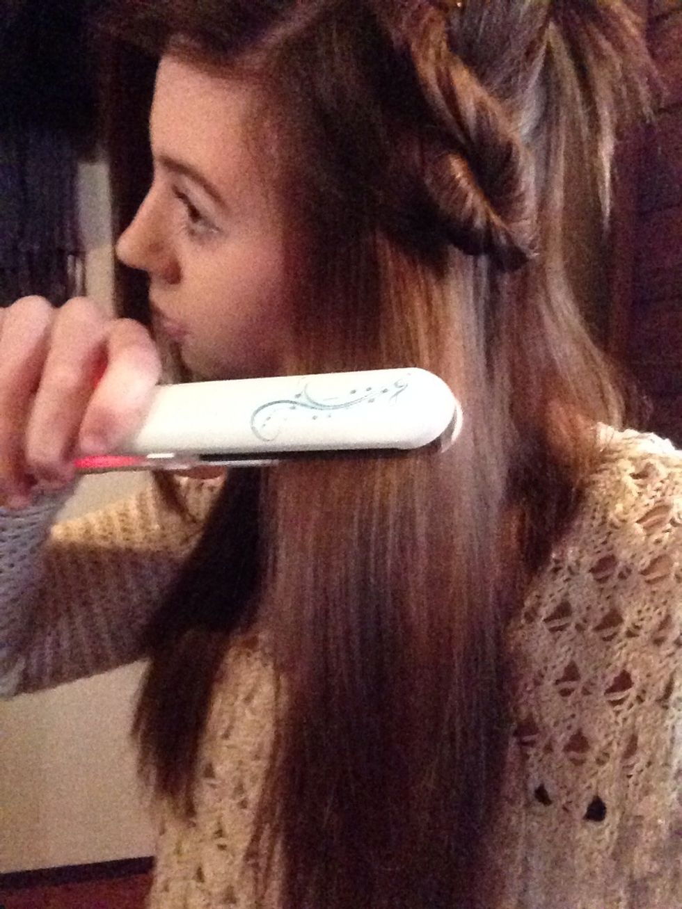 Straighten each section of hair.