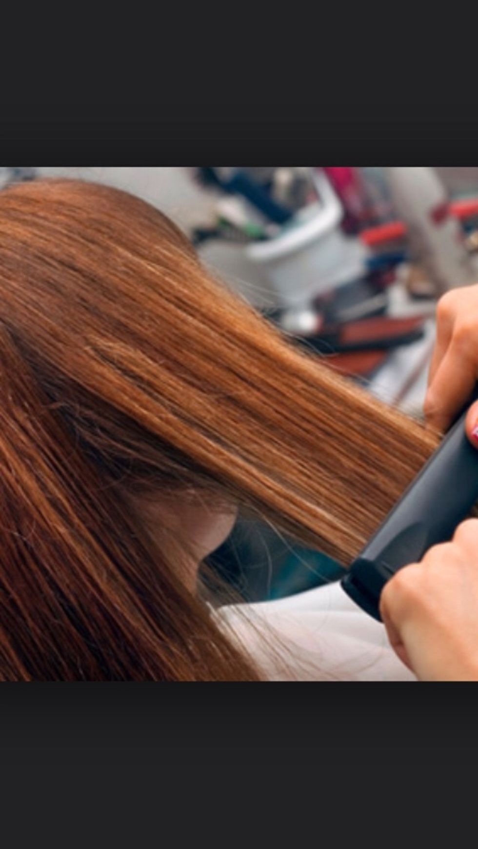 Straightening Hailey's hair