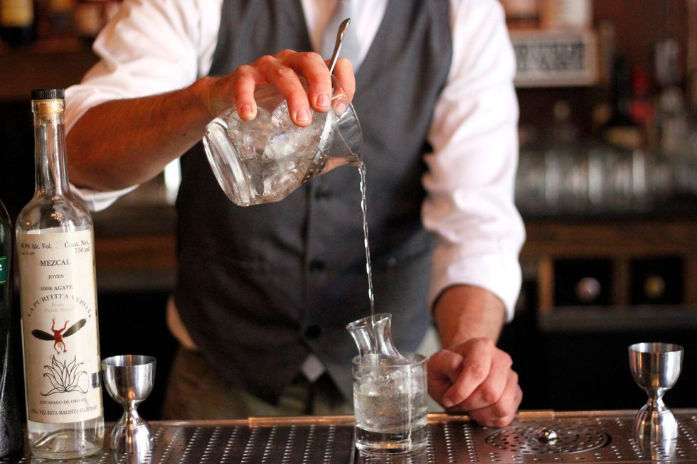 Strain and pour into the chilled sidecar