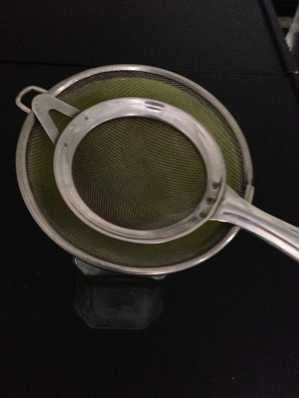 Strain in the jar...using 2 strainers. Best is to use cotton muslin fabric. But I don't have one