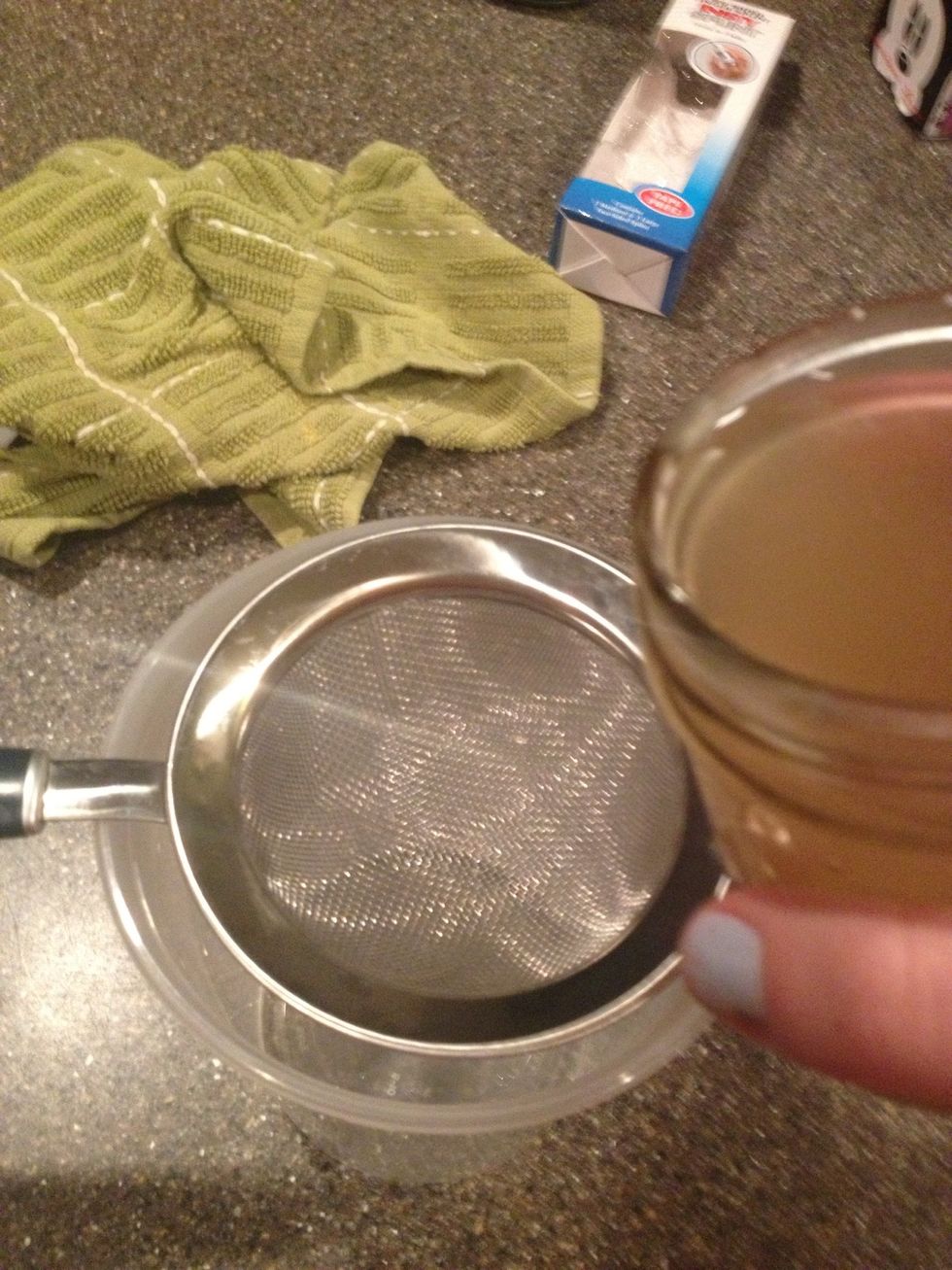 strain out the rosemary leaves. (this is necessary if you want to be able to spray)
