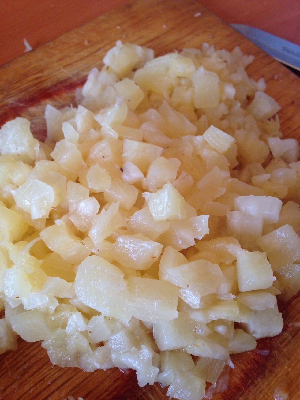 Strain pineapple. Even squeeze them to get rid of extra water