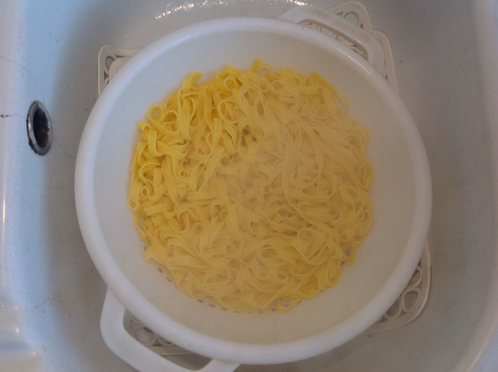 Strain the fettuccine