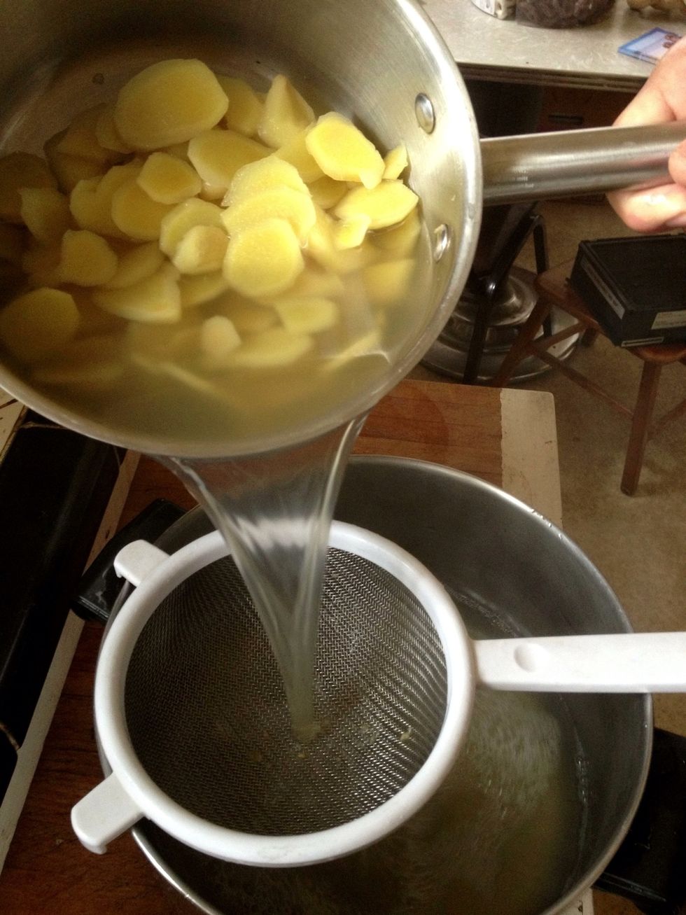 Strain the ginger from the water.