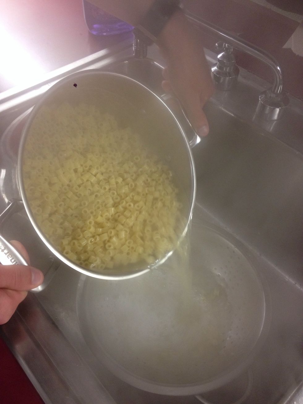 strain the pasta when cooked
