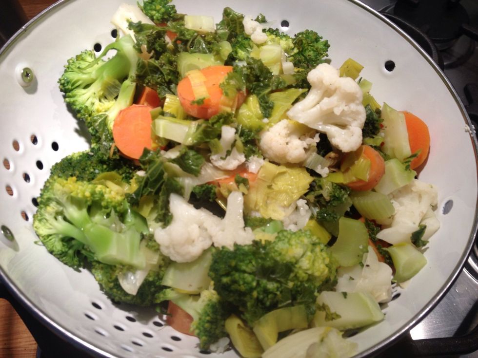Strain the veg and put to one side