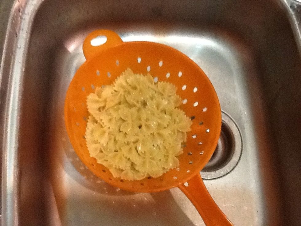 Strain the water from the pasta and leave to cool