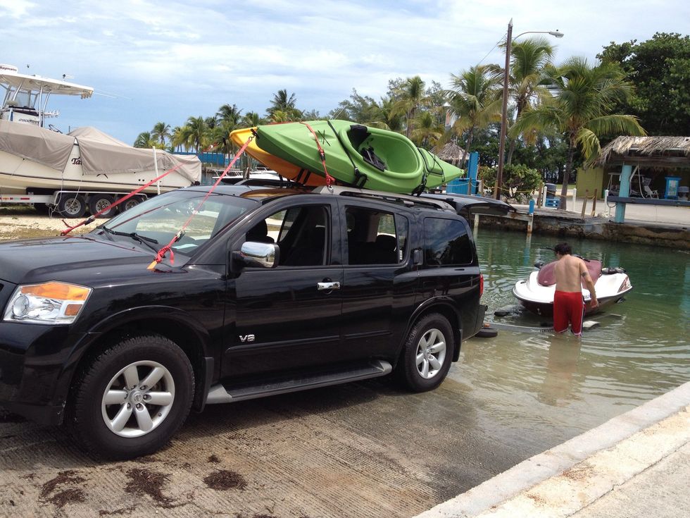 Strap your kayaks or whatever else you have on the roof. Hope this helps someone.