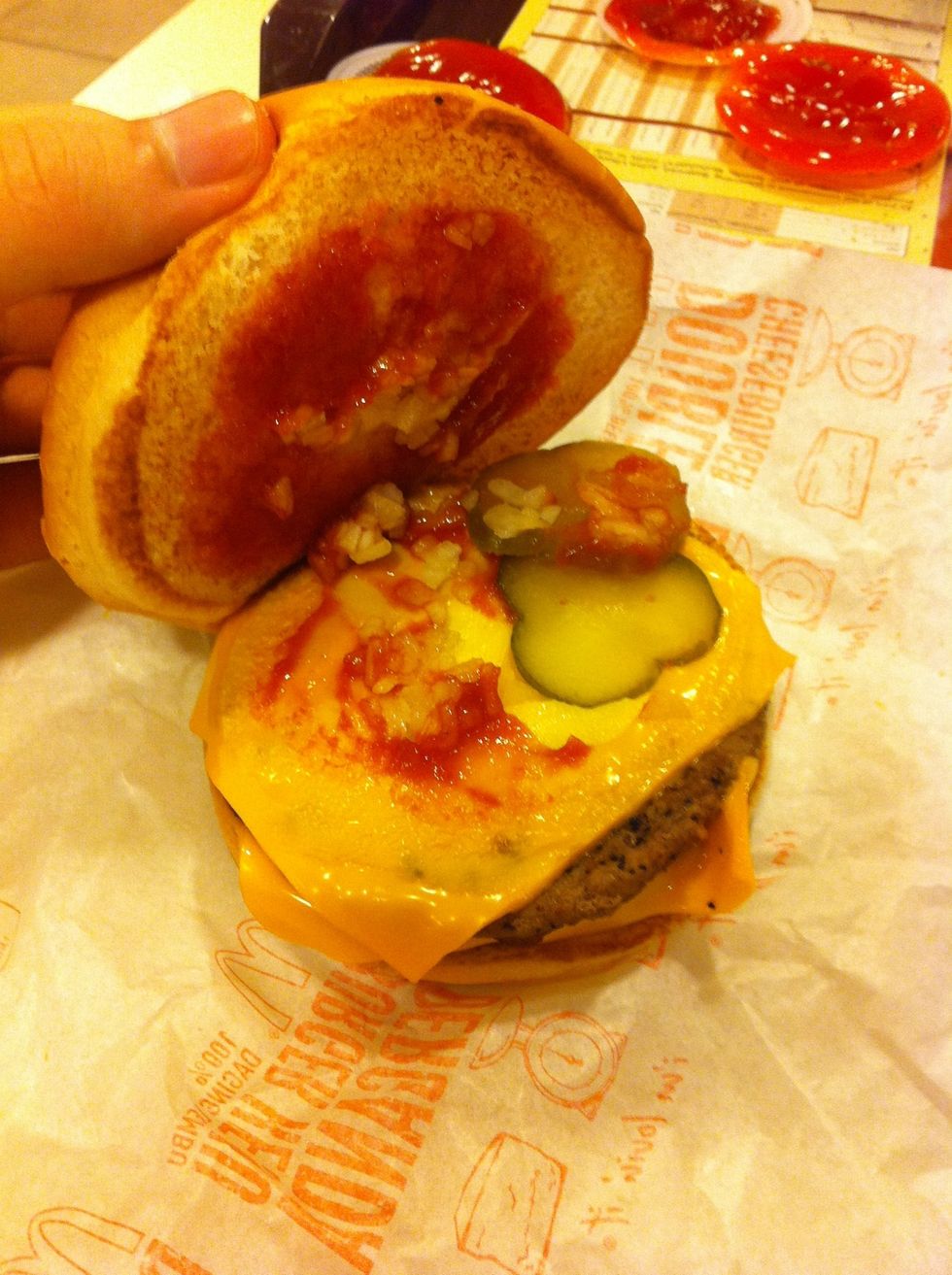 Strip the top bread. Reveal inside