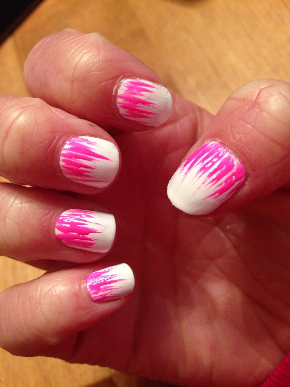 stripe on Random lengths of the pink coming up from the cuticle