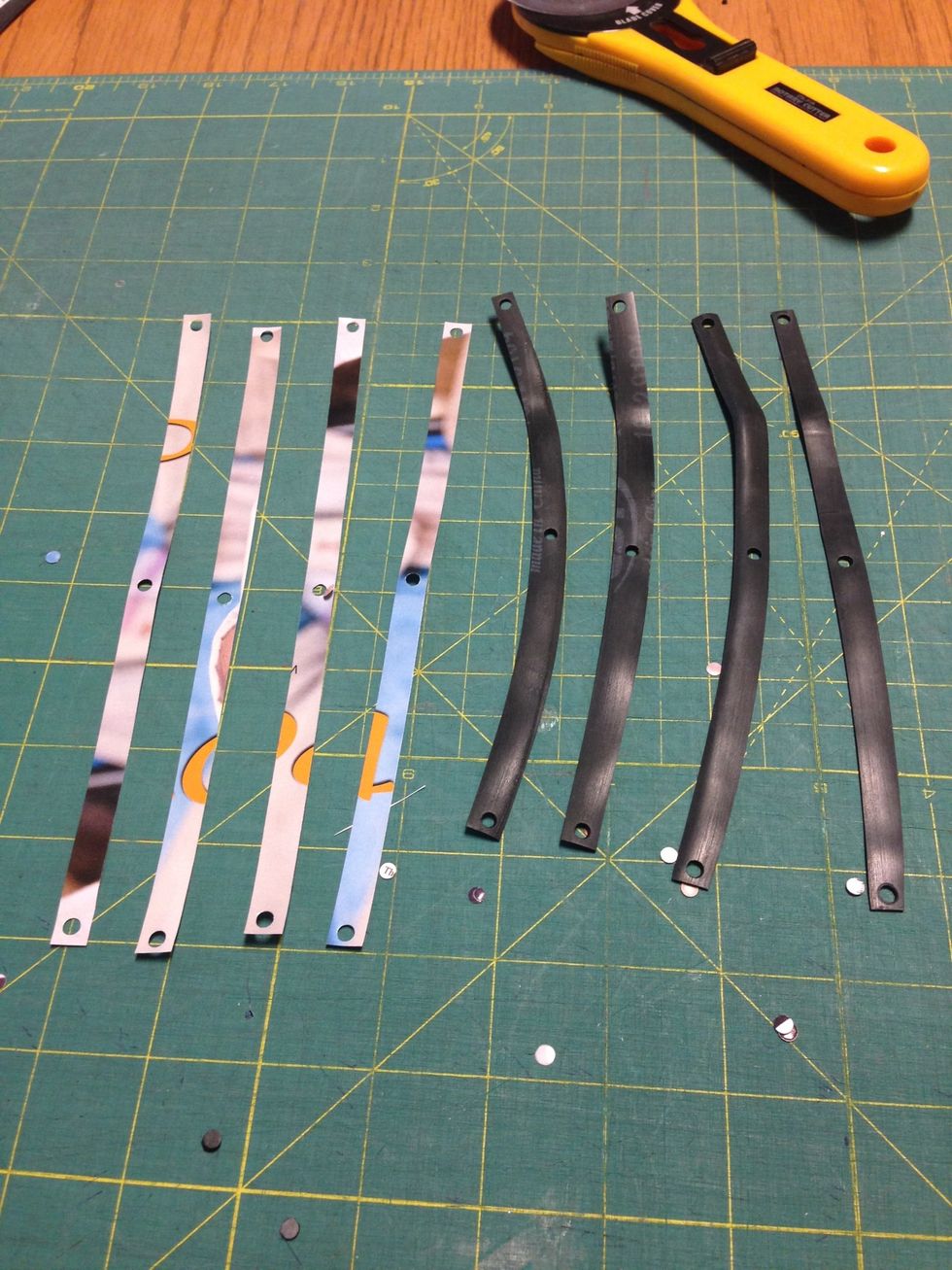 Strips with all holes punched.