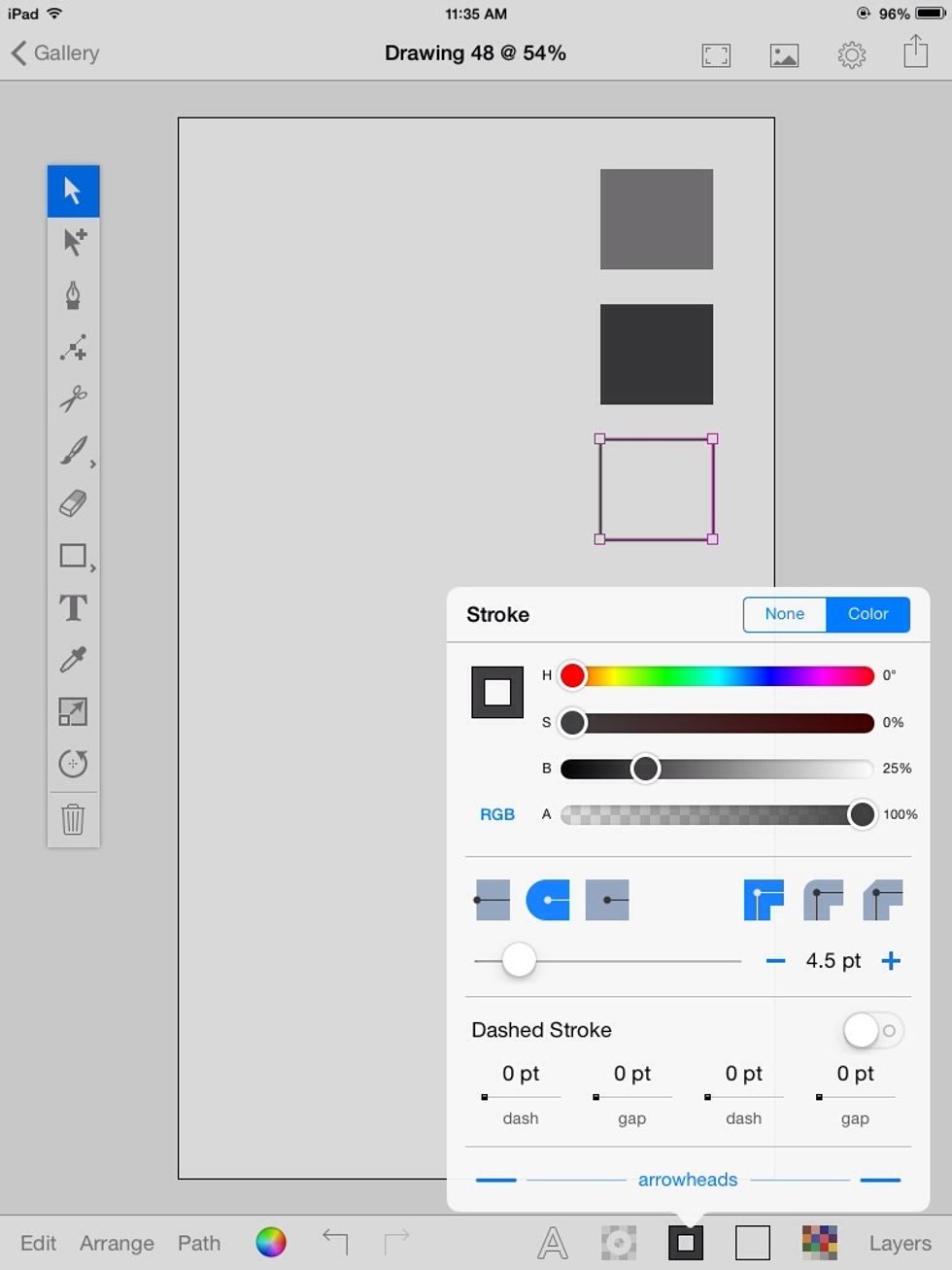 Stroke it with 25% brightness.