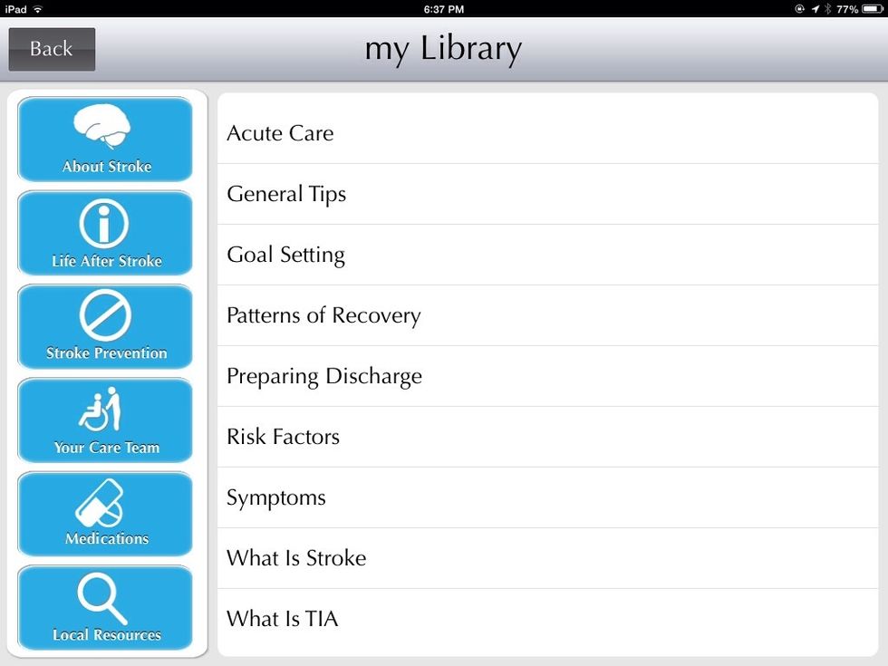 Stroke Life Categories. Click on the topic you wish to learn more about.