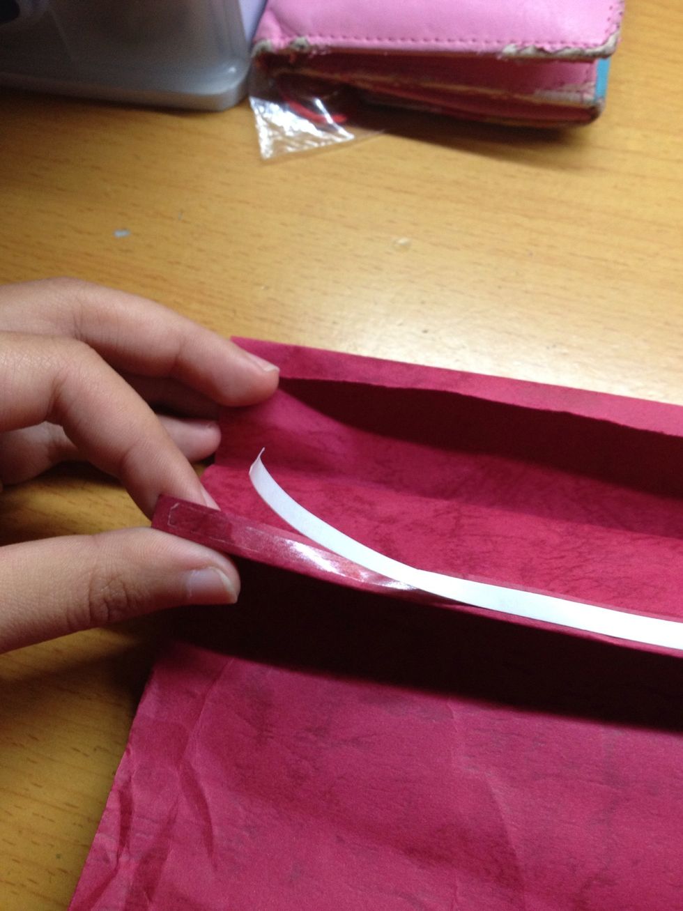 Stuck on double sided tape.
