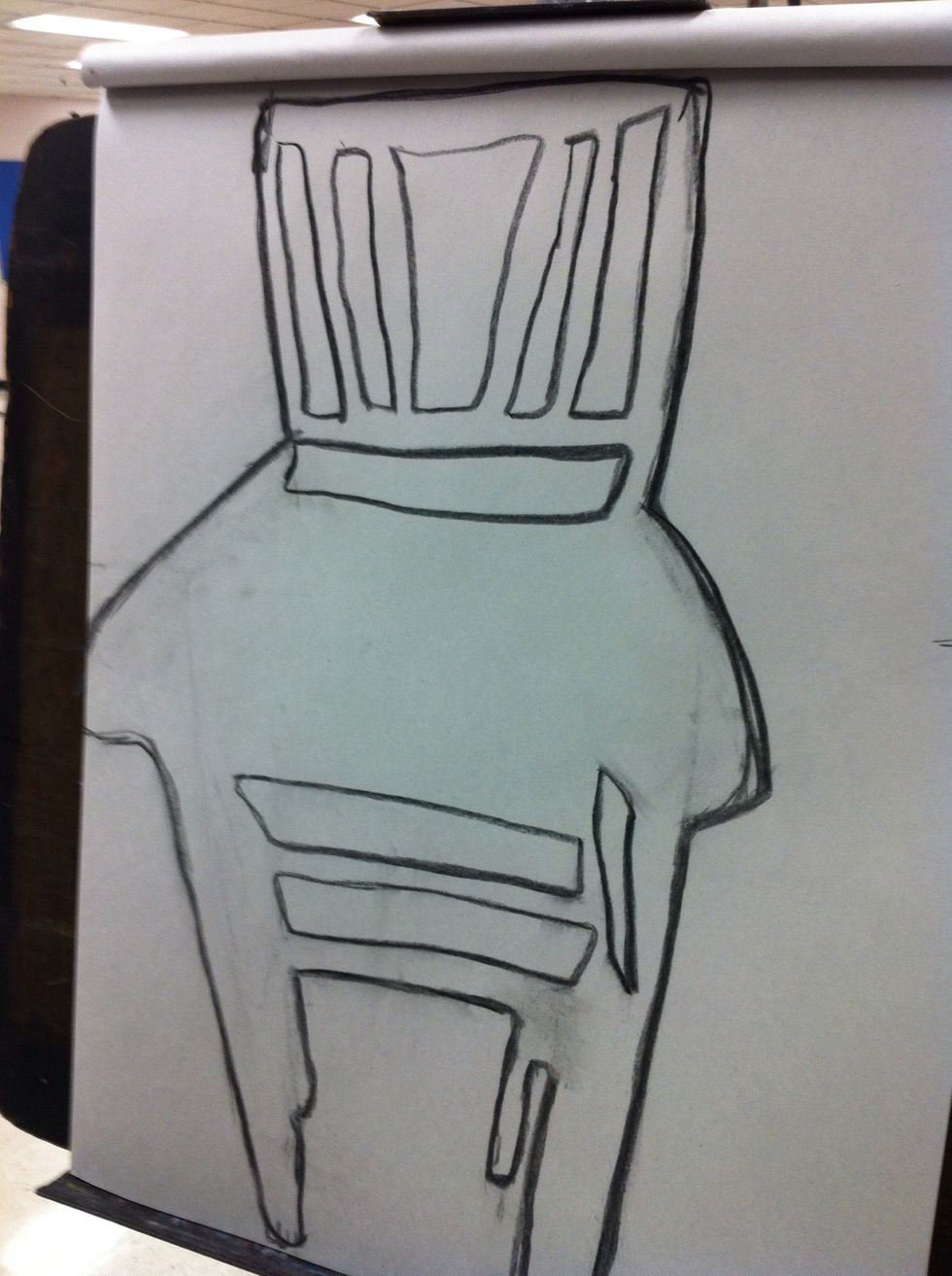 Student rough draft on newsprint.