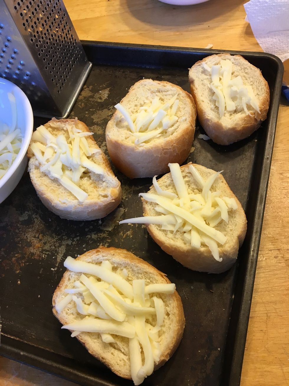 Stuff cheese into center of bread