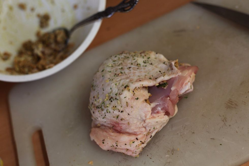 Stuff the mix inside the skin as much as you can, so the skin stretches out into a nice hump. And sing that fergy song my hump, my hump, my lovely lady lumps ...