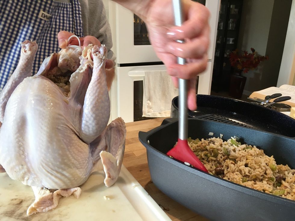 Stuff the stuffing into the turkey\ud83d\ude00