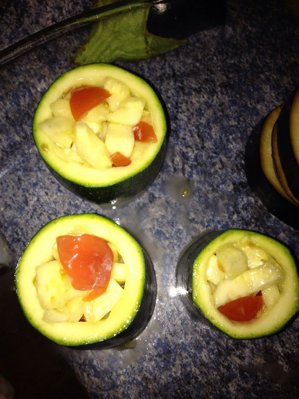 Stuff you zucchini don't be afraid to push the stuffing in also works great with stuffing them with left over mince