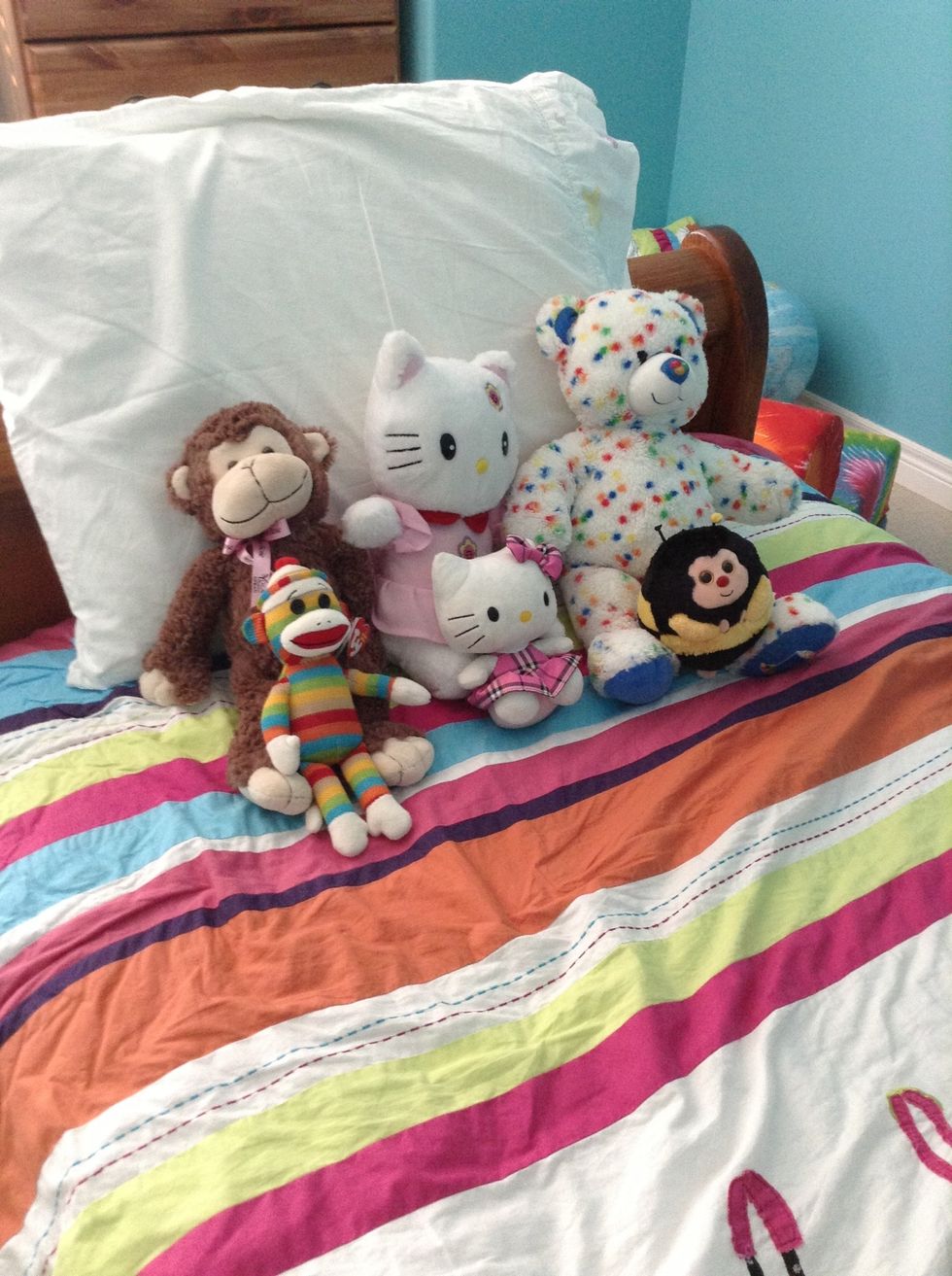 stuffies on the bed if you want. lol I have a lot!