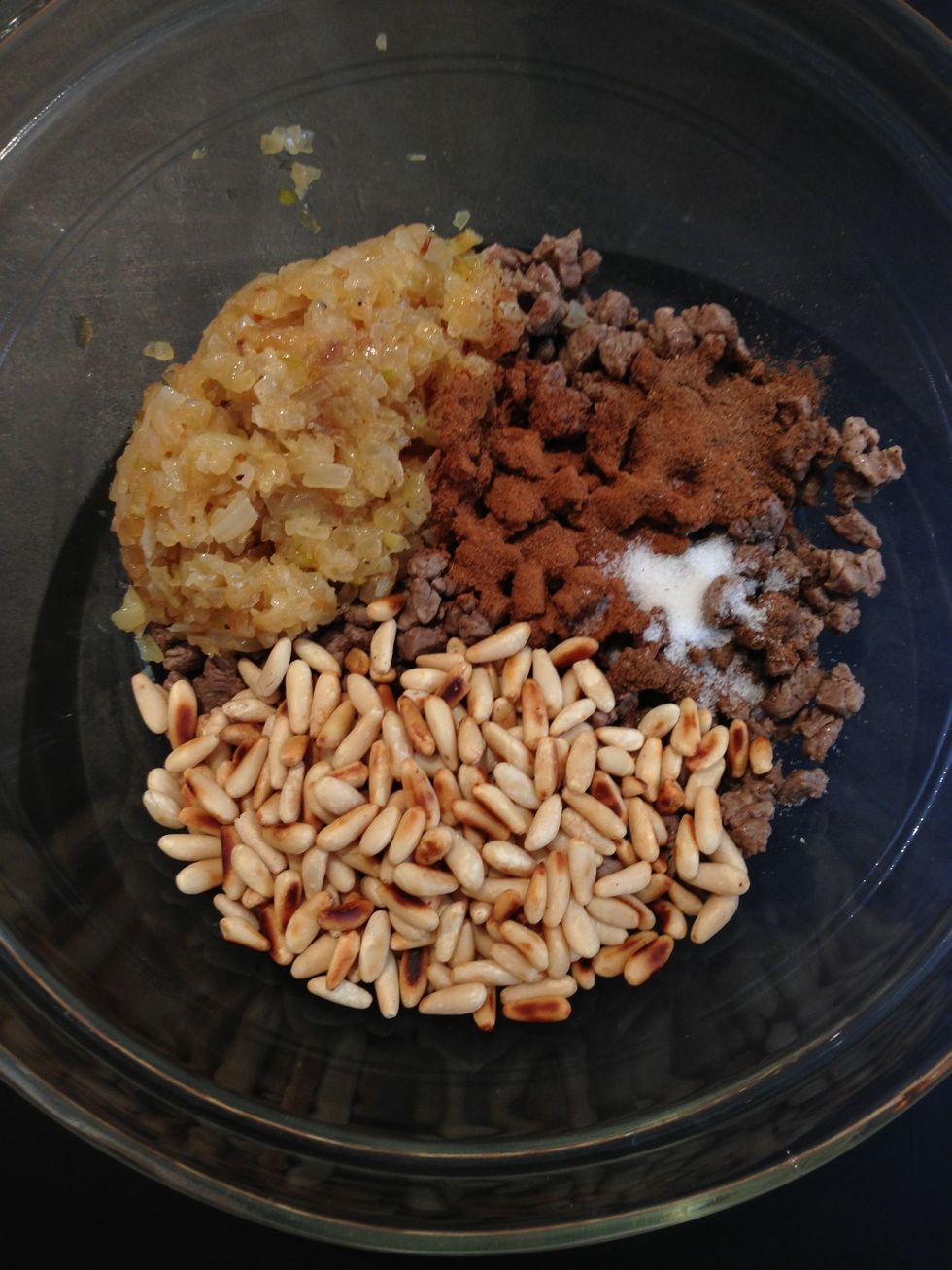 Stuffing ingredients. Mix