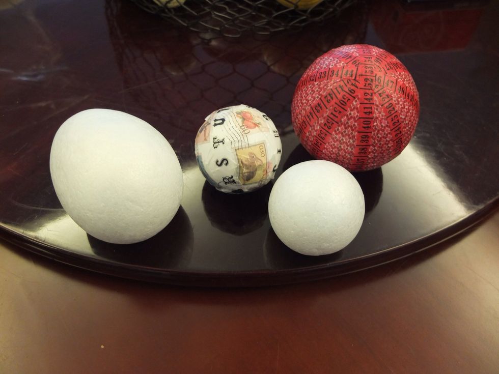 Styrofoam balls and eggs work best!