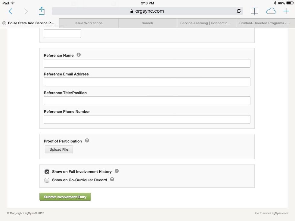 "Submit Involvement Entry" there is no need to enter a reference name because if you correctly selected the right service agency then their administrator will receive the approval email.