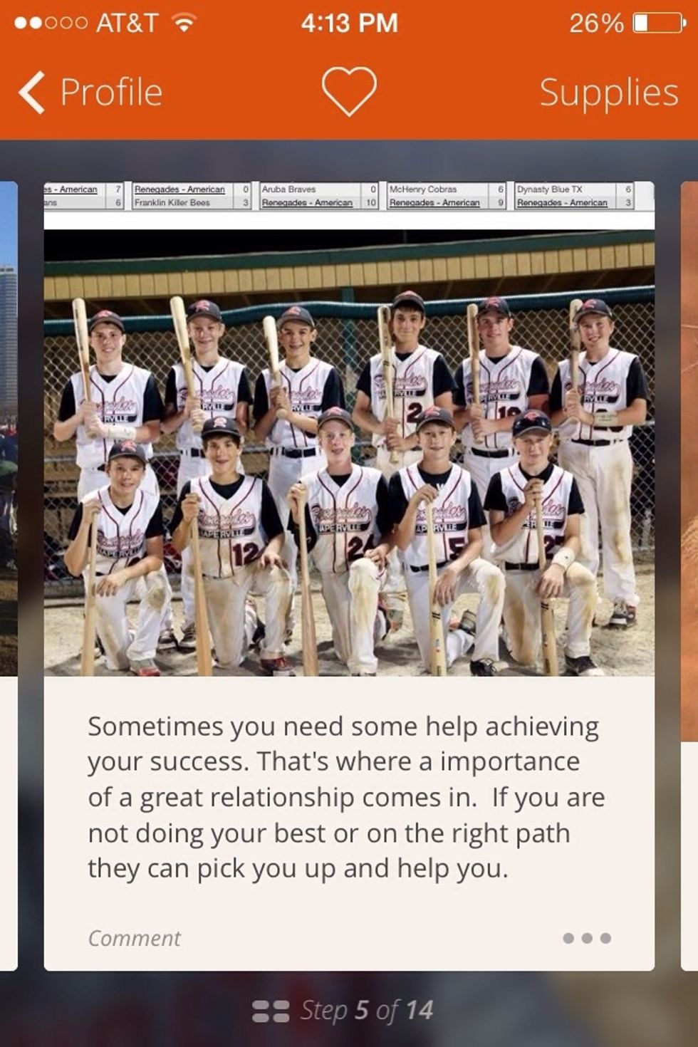 Success is working with a team to get better at what you do and who will always pick you up when you are down on yourself