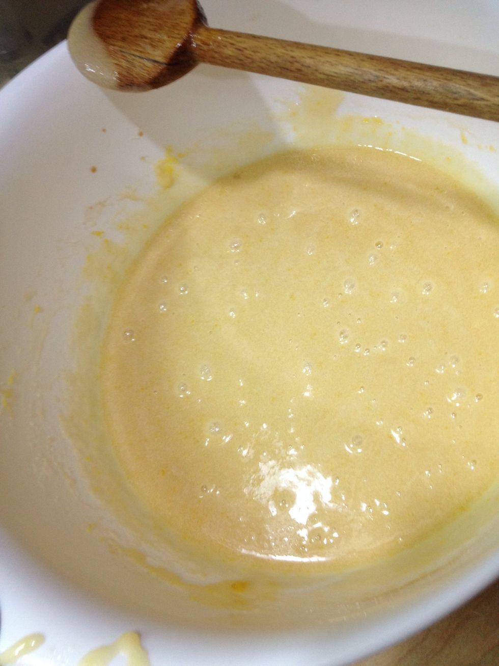 Sugar , eggs and vanilla and beat until smooth