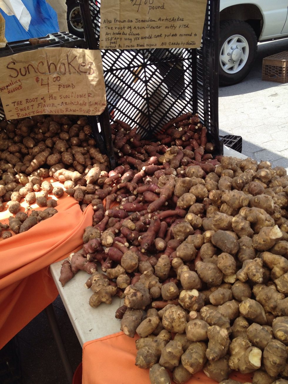 Sunchokes, fork crushed.. Yum.
