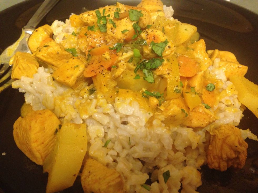 Super delicious on top of brown rice!