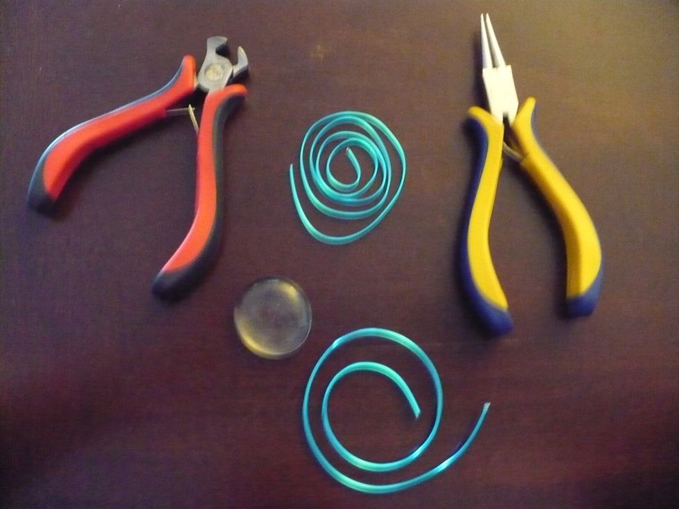 Supplies look like this. I use the large floral gems, but experiment with wire gauges and gem size to taste. I used a clear gem for this guide for easy viewing, but use whatever color you want!