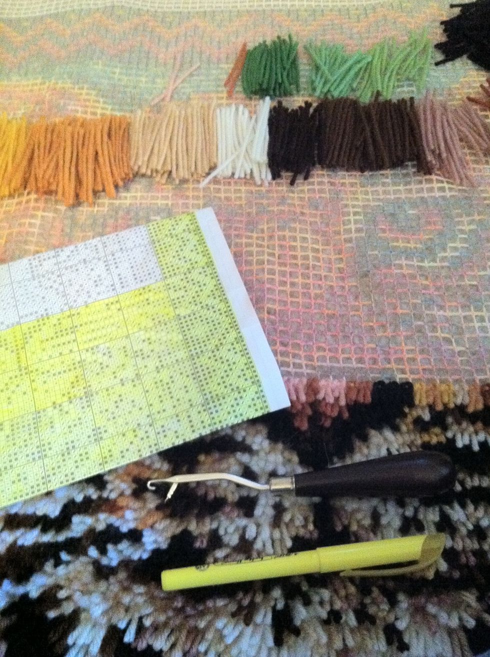 Supplies. Most kits do not come with the latch hook tool. You can find everything at most craft stores. They all come with pre-cut yarn.