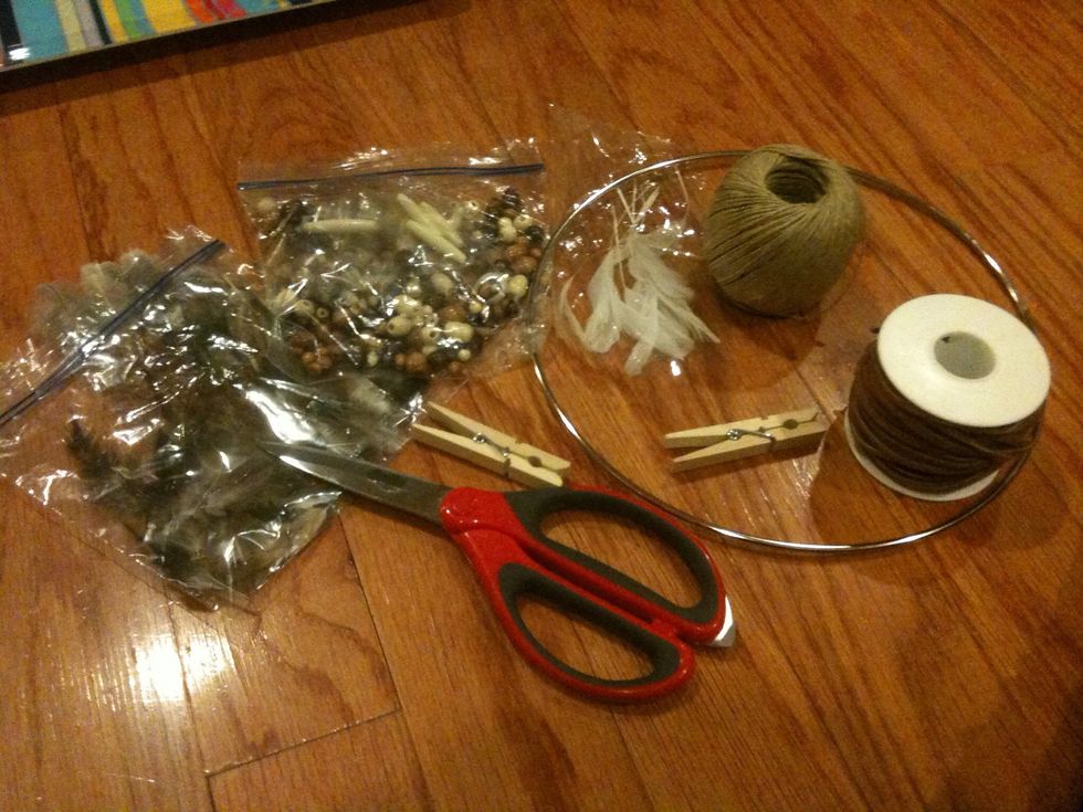 Supplies: Scissors, rings, clothe pins, leather, and any decorations you want.