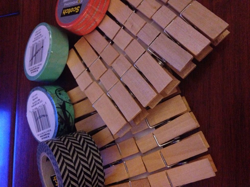 Supplies that you'll need: clothespins and fun decorative washi tape!!