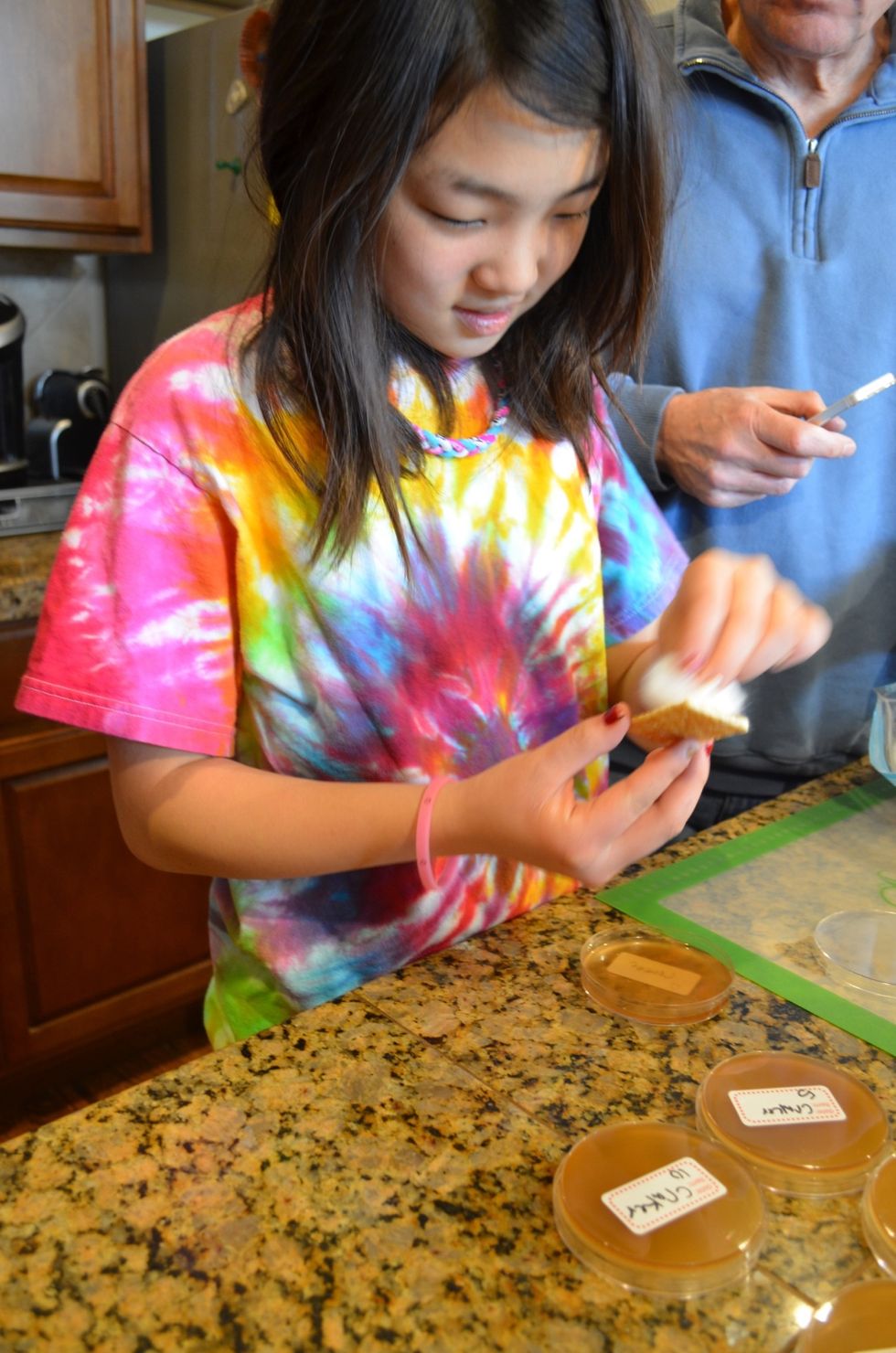 Swab each cracker and then smear it on its own, properly labeled Petri dish.