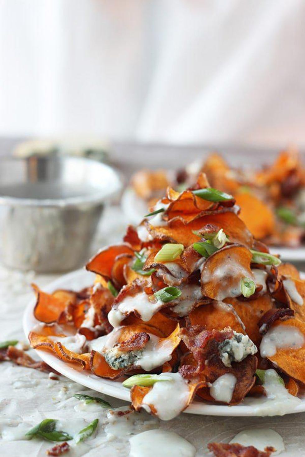 Sweet Potato Chips and Blue Cheese