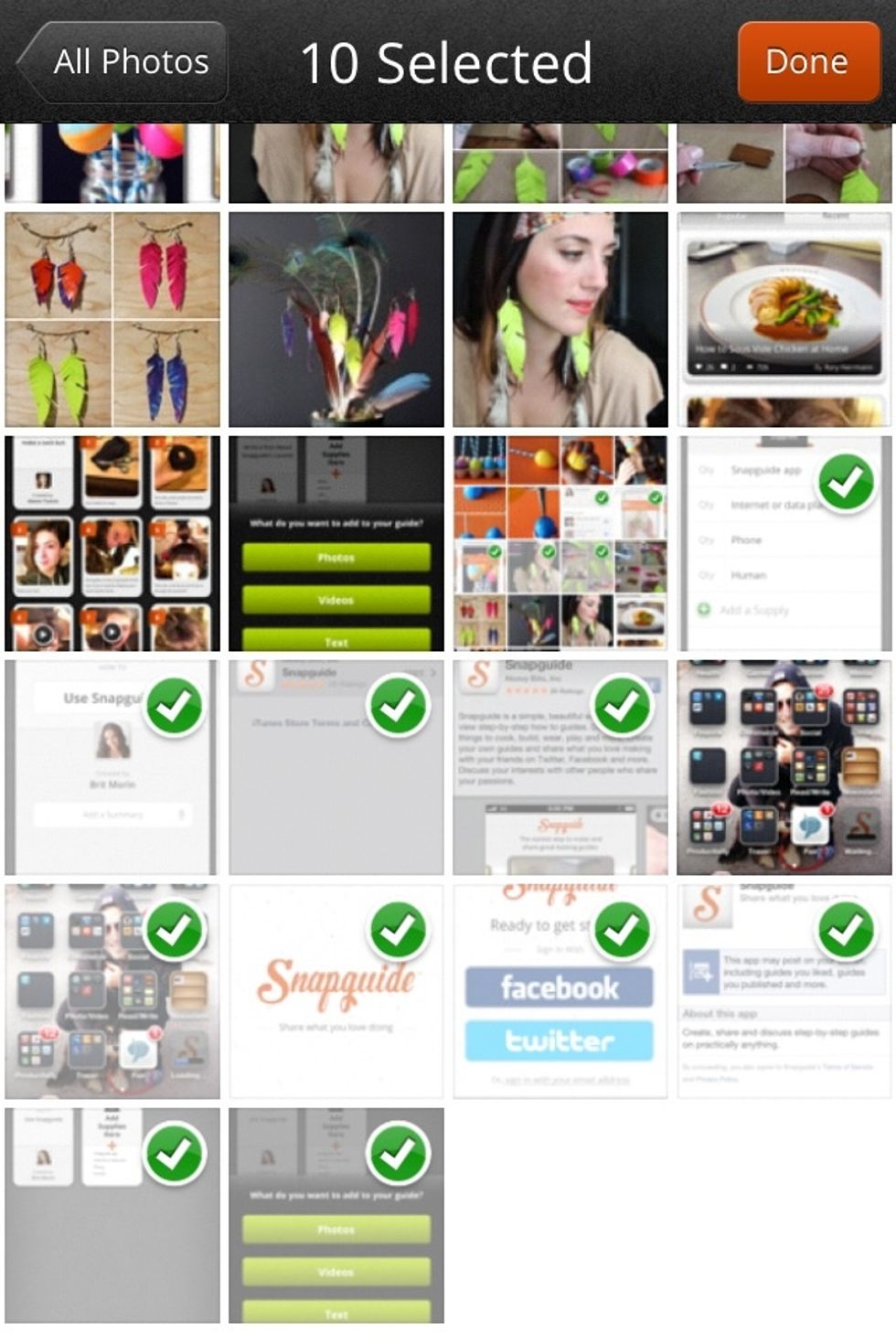 Sweetest part of it all! Choose multiple pics from your library at once. You can also use the camera to take them as you go.