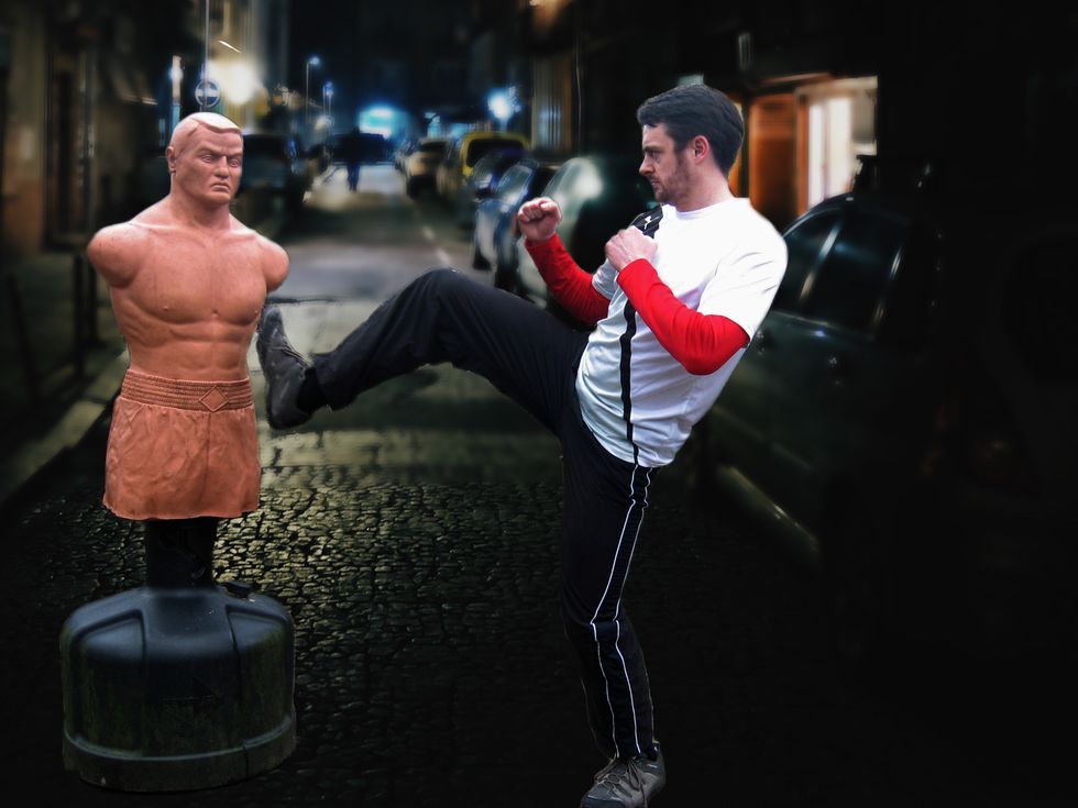 Swing the rear leg forward so that the knee comes up coiled as you prepare to spring the leg forward. Bring the knee higher so that it touches and almost bounces off the chest for additional power.