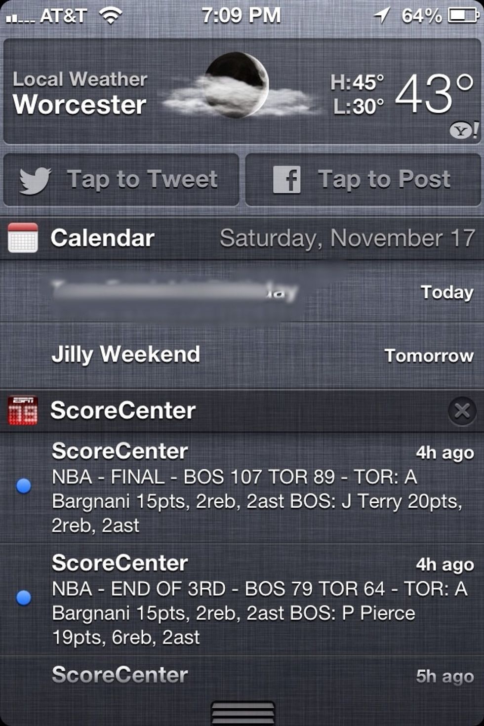 Swipe down on screen to show notifications. Tap the Tap to Tweet button.