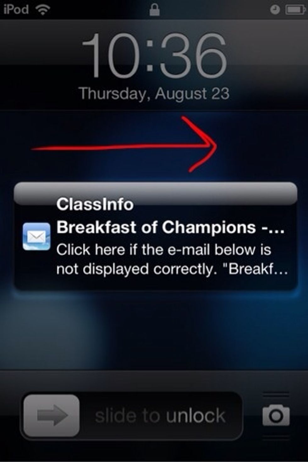 Swipe from left to right on the notification to open the app in which the message appeared. If you use a code, you'll be prompted to enter it after swiping the notification.