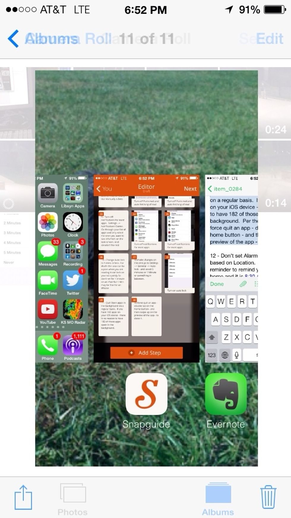 Swipe up on open app Preview to force quit.