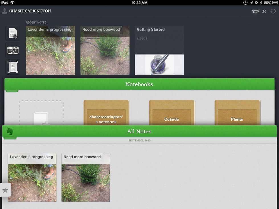 swipe up the bar that says notebooks.
