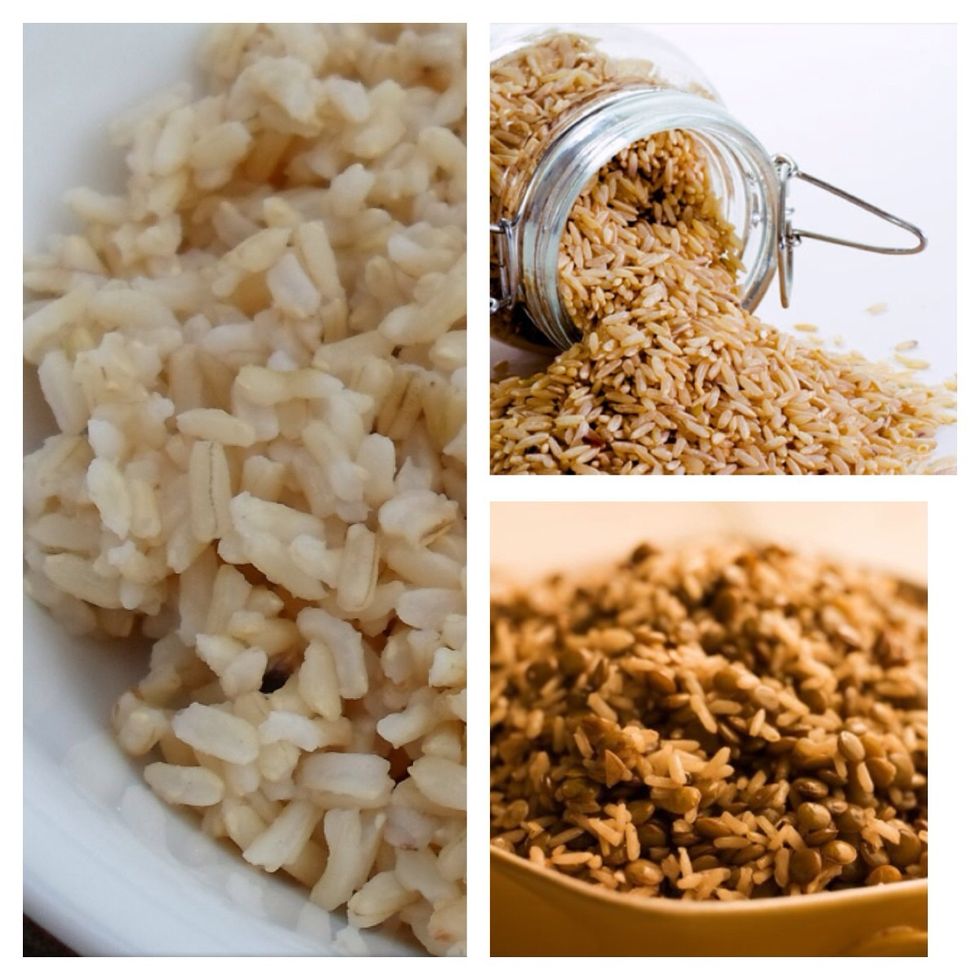 Switch from white rice to brown rice. This is also easier for the body to digest as it has more fibre than white rice. 1/2 a cup serving is just 110 calories.