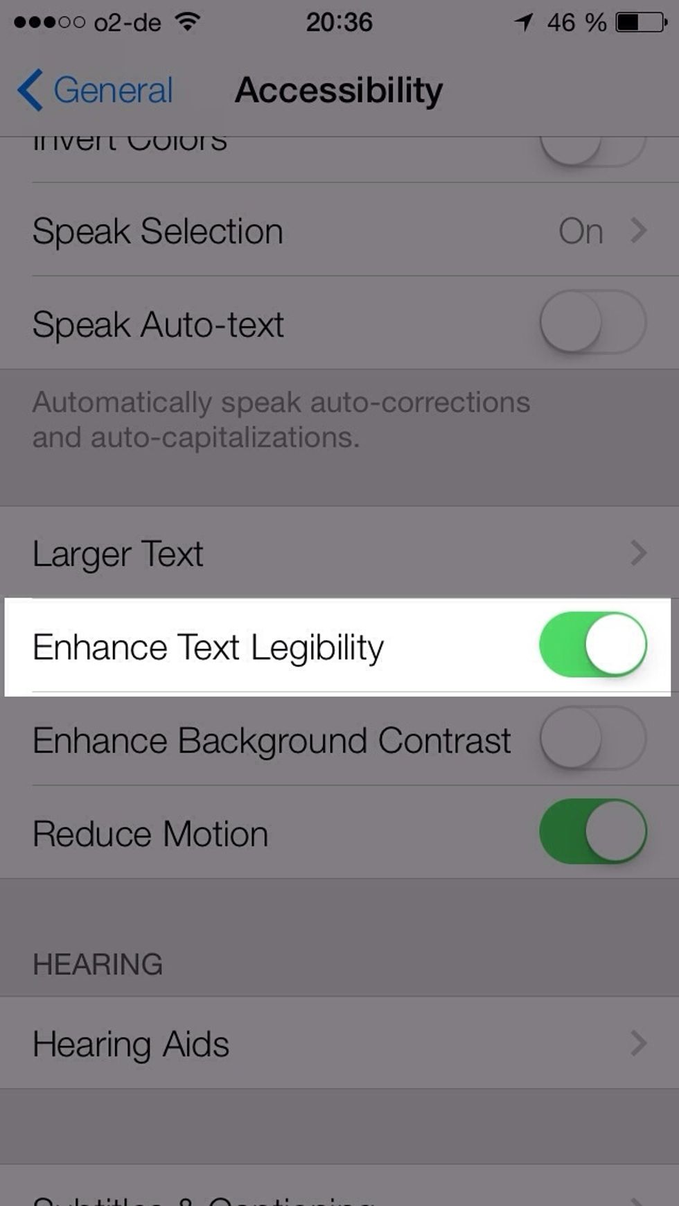 Switch on "Enhance Text Legibility"