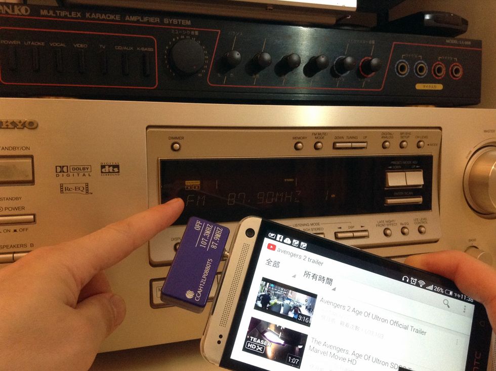 Switch on the aFM Music Transmitter switch to match the present on the stereo receiver.