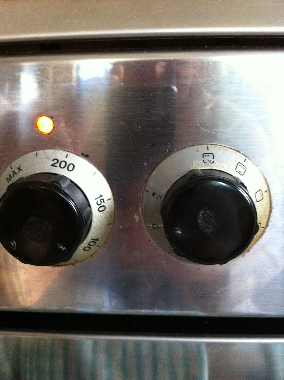 Switch the grill/fan oven on. Set the temperature to 230.