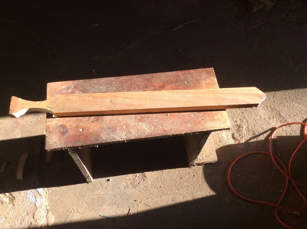 Sword after handle and point cut out